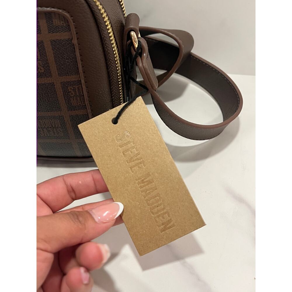 Steve Madden Blexi Hollywood Crossbody Bag Sepia Brown Logo Grid DR143770 New - Picture 10 of 11